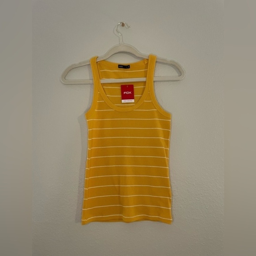 Fox Stripes Ribbed Tank Top Sz S NWT